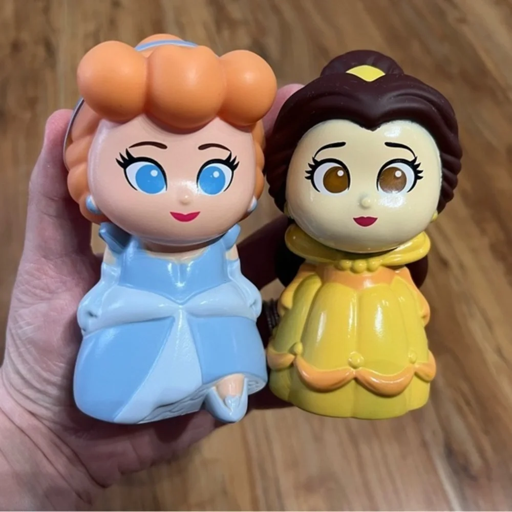 Disney‎ Princess 5” Vinyl Dolls Belle & Cinderella Beauty And The Beast Slipper